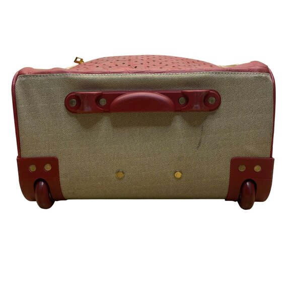 Nicole Miller Womens Beige & Red Rolling Tote Bag With Front Pocket - Picture 7 of 15